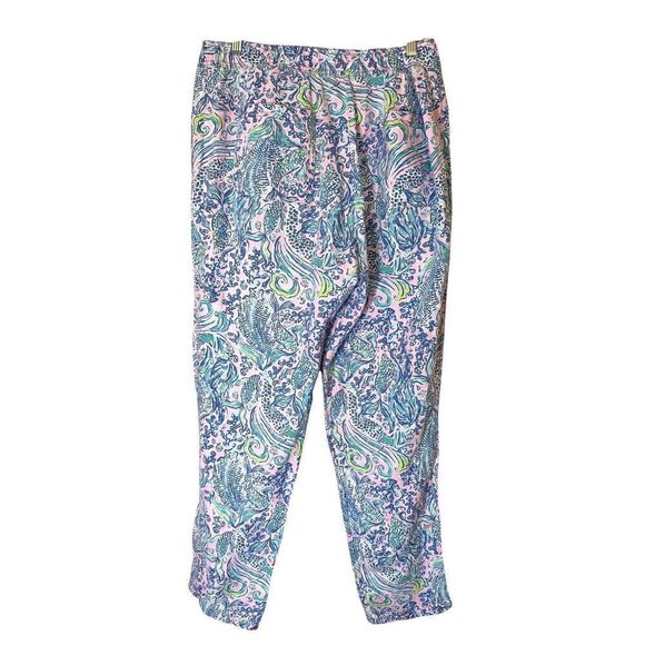 Lilly Pulitzer 100% Linen Drawstring, Summer Long Pants Designer Sz XL - Picture 2 of 4